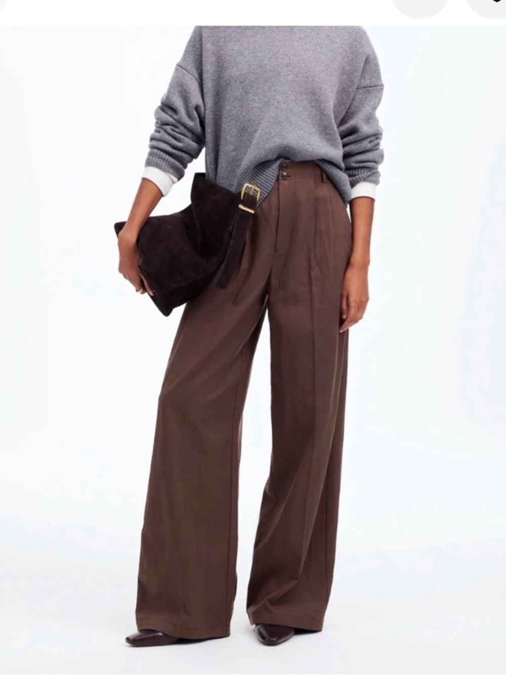 MADEWELL TROUSERS PLUM HIGH WAIST WIDE LEG SIZE 2